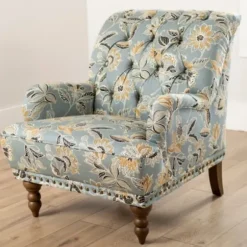 Accent Chairs-Kirkland's Home Teal Rebecca Tufted Accent Chair Blue