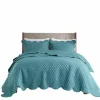 Quilts-Kirkland's Home Teal Scalloped Crinkle 3-Pc. Full/Queen Quilt Set Blue