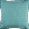 Pillows-Kirkland's Home Teal With Embroidered Edge Pillow, 24 In. Blue