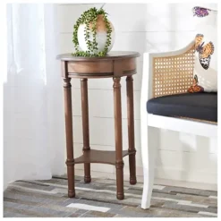 Accent & End Tables-Kirkland's Home Tegan Round Accent Table Brown