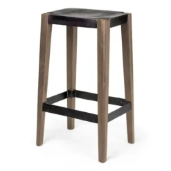 Bar Stools & Counter Height Stools-Kirkland's Home Terry Metal And Wood Cross Braced Bar Stool Black/Brown