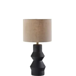 Table Lamps-Kirkland's Home Textured Ceramic Geometric Table Lamp Black
