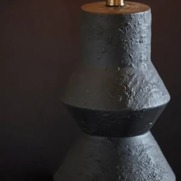 Table Lamps-Kirkland's Home Textured Ceramic Geometric Table Lamp Black