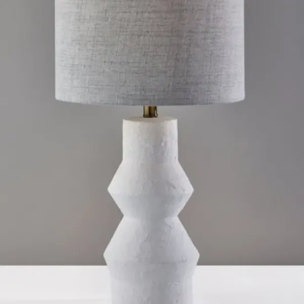 Table Lamps-Kirkland's Home Textured Ceramic Geometric Table Lamp White