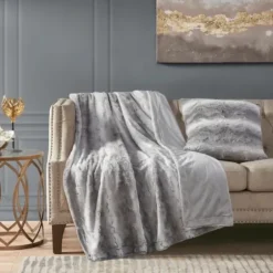 Pillows-Kirkland's Home Textured Faux Fur Pillow Gray