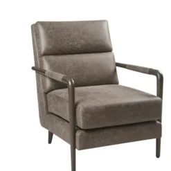 Accent Chairs-Kirkland's Home Textured Faux Leather Accent Chair Brown