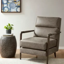 Accent Chairs-Kirkland's Home Textured Faux Leather Accent Chair Brown