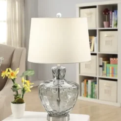 Table Lamps-Kirkland's Home Textured Glass And Metal Jug Table Lamp Ivory
