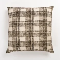 Pillows-Kirkland's Home Textured Gray And White Plaid Pillow Gray/White