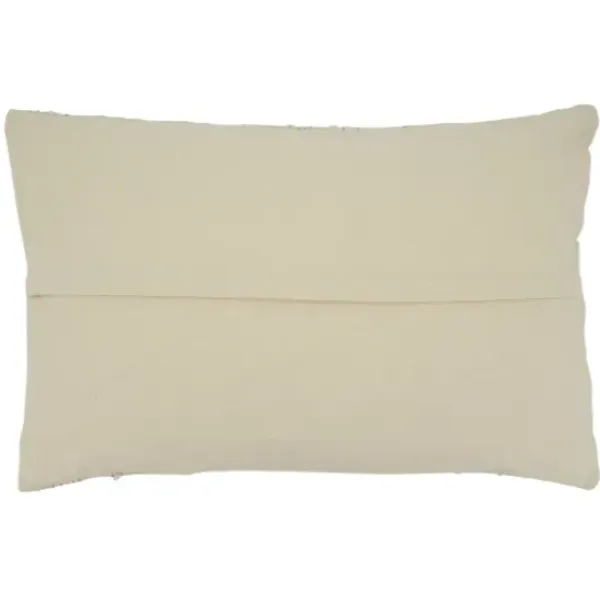 Pillows-Kirkland's Home Textured Ivory Fringe Lumbar Throw Pillow Tan/White