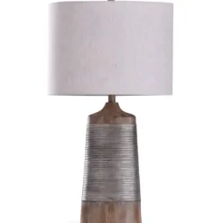 Table Lamps-Kirkland's Home Textured Silver Table Lamp Ivory/Tan