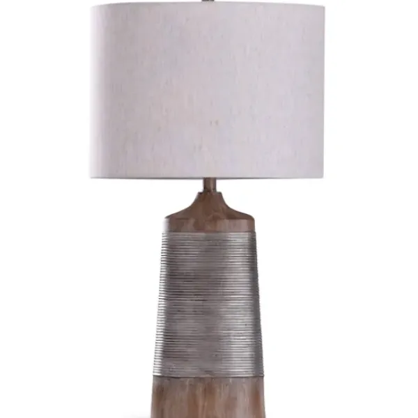 Table Lamps-Kirkland's Home Textured Silver Table Lamp Ivory/Tan