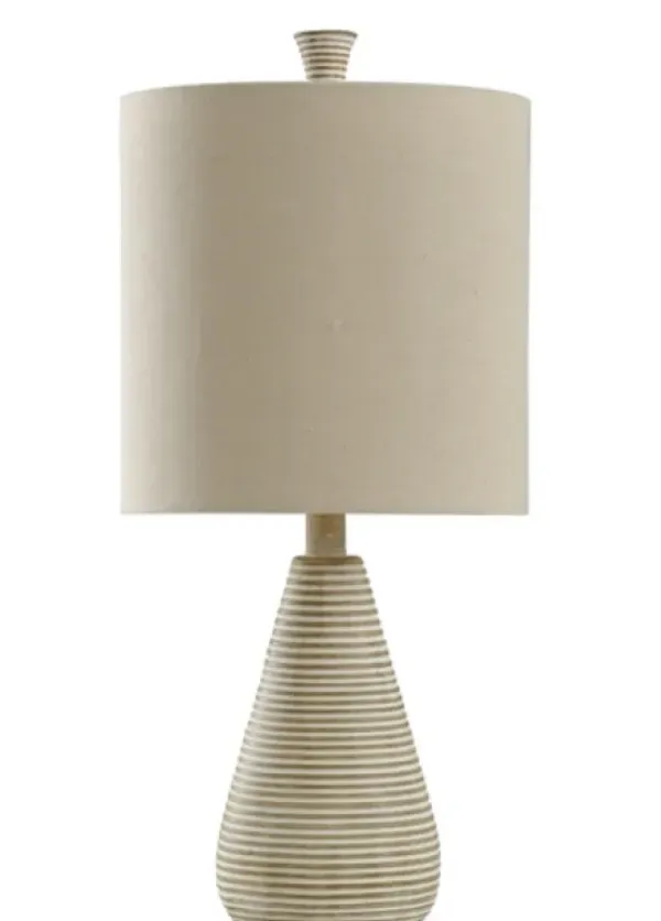 Table Lamps-Kirkland's Home Textured Stripe Accent Table Lamp Tan