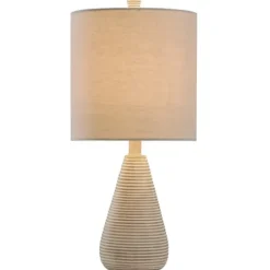 Table Lamps-Kirkland's Home Textured Stripe Accent Table Lamp Tan