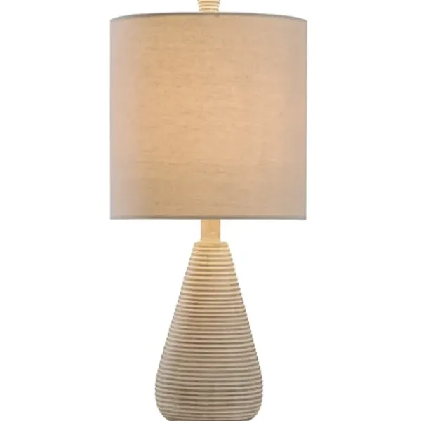 Table Lamps-Kirkland's Home Textured Stripe Accent Table Lamp Tan