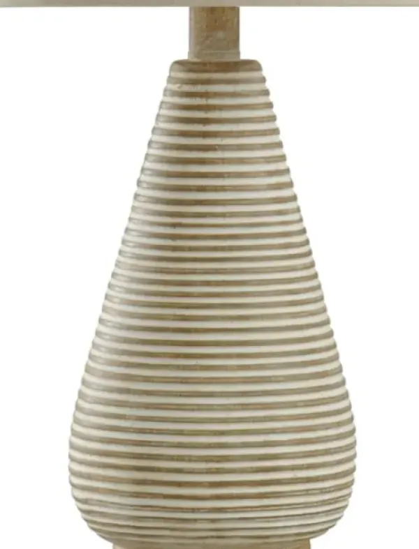Table Lamps-Kirkland's Home Textured Stripe Accent Table Lamp Tan