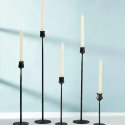 Candle Holders-Kirkland's Home Textured Taper Candle Holder, 20 In. Black