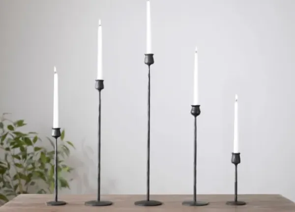 Candle Holders-Kirkland's Home Textured Taper Candle Holder, 12 In. Black
