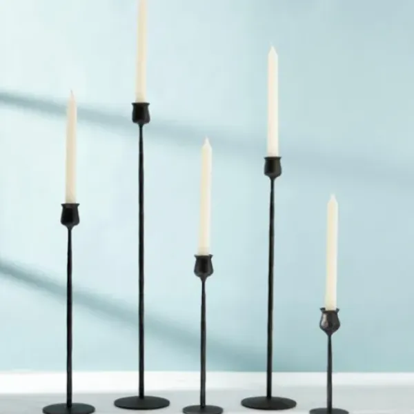 Candle Holders-Kirkland's Home Textured Taper Candle Holder, 12 In. Black