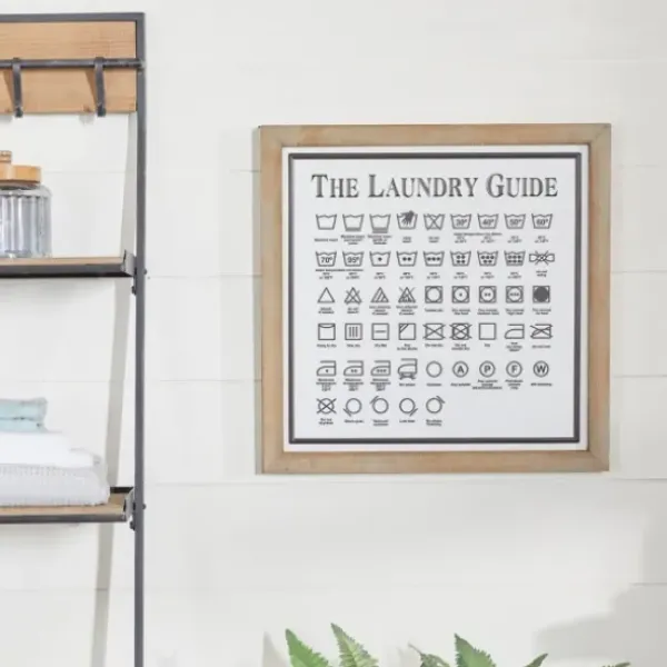 Wall Quotes & Signs-Kirkland's Home The Laundry Guide Embossed Framed Wall Plaque White/Tan