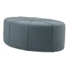 Benches & Ottomans-Kirkland's Home Thick Welting Center Button Oval Ottoman Blue