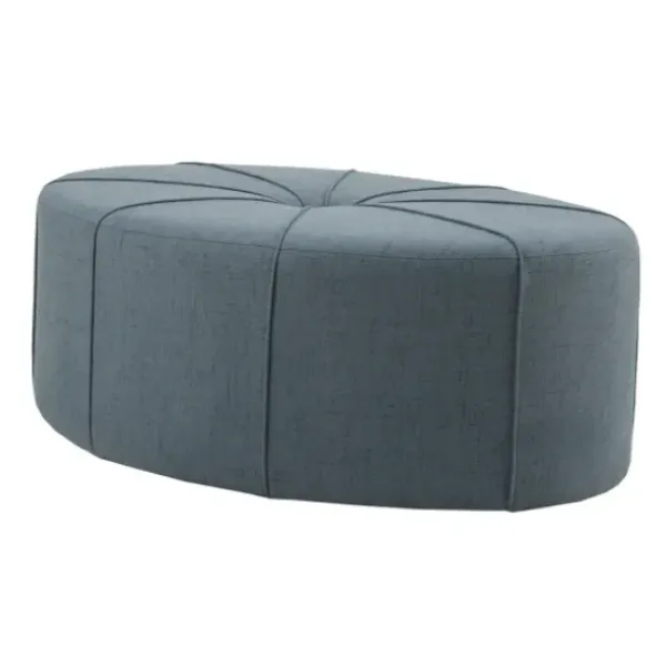 Benches & Ottomans-Kirkland's Home Thick Welting Center Button Oval Ottoman Blue