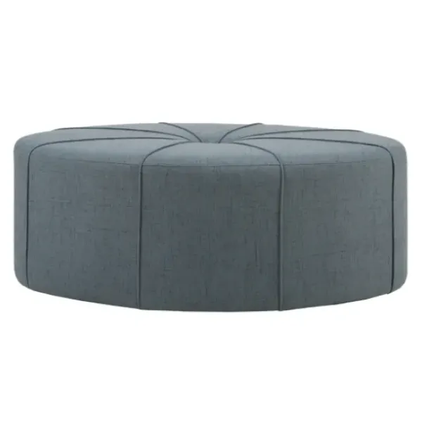Benches & Ottomans-Kirkland's Home Thick Welting Center Button Oval Ottoman Blue