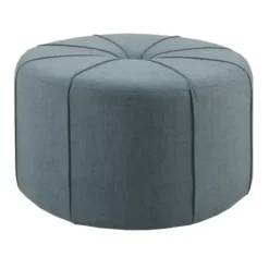 Benches & Ottomans-Kirkland's Home Thick Welting Center Button Oval Ottoman Blue
