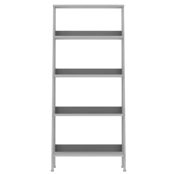 Office Furniture-Kirkland's Home 4-Tier Ladder Bookshelf Gray