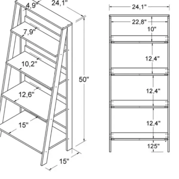 Office Furniture-Kirkland's Home 4-Tier Ladder Bookshelf Gray