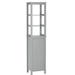 Bathroom Furniture-Kirkland's Home 3-Tier Linen Cabinet Gray