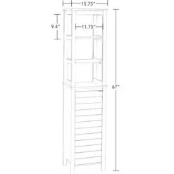 Bathroom Furniture-Kirkland's Home 3-Tier Linen Cabinet Gray