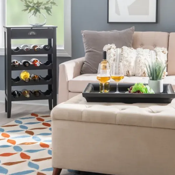 Cabinets & Sideboards-Kirkland's Home 4-Tier Wood Wine Rack Black
