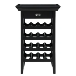 Cabinets & Sideboards-Kirkland's Home 4-Tier Wood Wine Rack Black