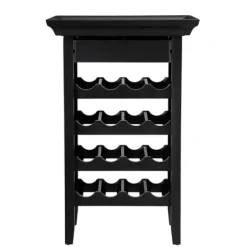 Cabinets & Sideboards-Kirkland's Home 4-Tier Wood Wine Rack Black