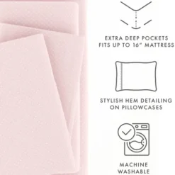 Bed Sheets-Kirkland's Home Tiny Hearts 3-Pc. Twin Sheet Set Pink