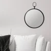 Decorative Mirrors-Kirkland's Home Top Loop Round Wall Mirror Black