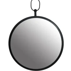 Decorative Mirrors-Kirkland's Home Top Loop Round Wall Mirror Black