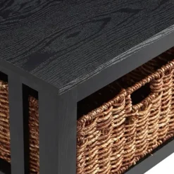 Coffee Tables-Kirkland's Home Traditional Wooden Basket Coffee Table Black