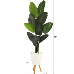 Trees & Topiaries-Kirkland's Home Travelers Palm Rock Tree In White Plant Stand