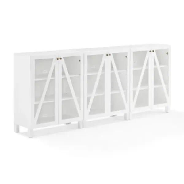 Tv Stands & Media Consoles-Kirkland's Home Triangle 6-Door Wood Media Cabinet White