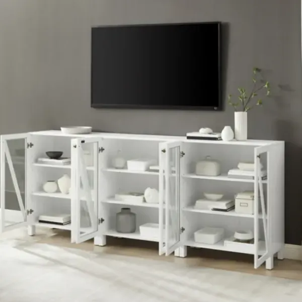 Tv Stands & Media Consoles-Kirkland's Home Triangle 6-Door Wood Media Cabinet White