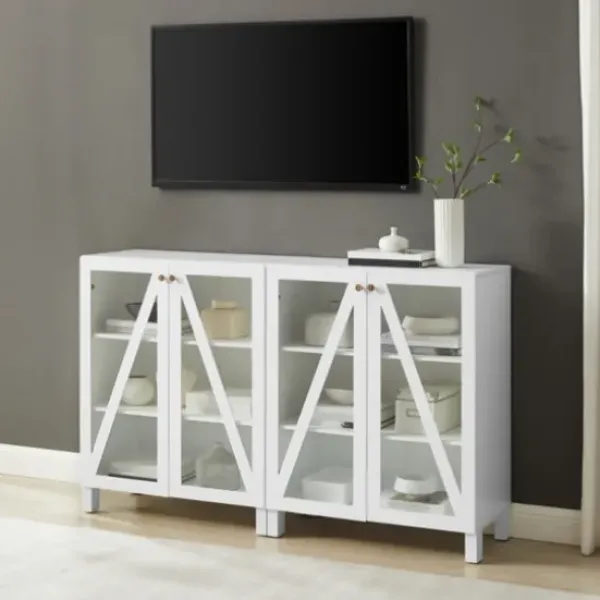Tv Stands & Media Consoles-Kirkland's Home Triangle 4-Door Wood Media Cabinet White