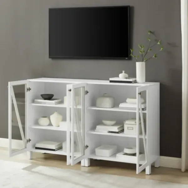 Tv Stands & Media Consoles-Kirkland's Home Triangle 4-Door Wood Media Cabinet White
