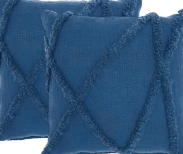 Pillows-Kirkland's Home Tufted Abstract Diamond Pillows, Set Of 2 Blue