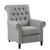 Accent Chairs-Kirkland's Home Tufted Back Nailhead Trim Recliner Armchair Gray