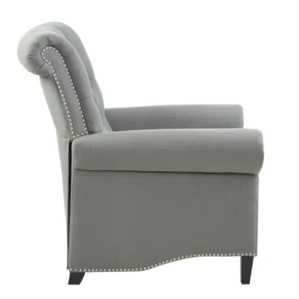 Accent Chairs-Kirkland's Home Tufted Back Nailhead Trim Recliner Armchair Gray