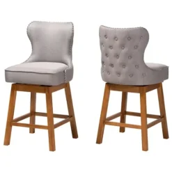 Bar Stools & Counter Height Stools-Kirkland's Home Tufted Back Swivel Counter Stools, Set Of 2 Gray