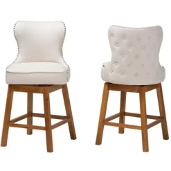 Bar Stools & Counter Height Stools-Kirkland's Home Tufted Back Swivel Counter Stools, Set Of 2 Ivory