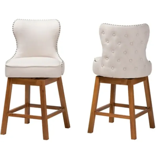 Bar Stools & Counter Height Stools-Kirkland's Home Tufted Back Swivel Counter Stools, Set Of 2 Ivory